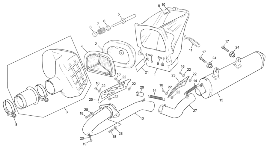 Air filter box-exhaust system