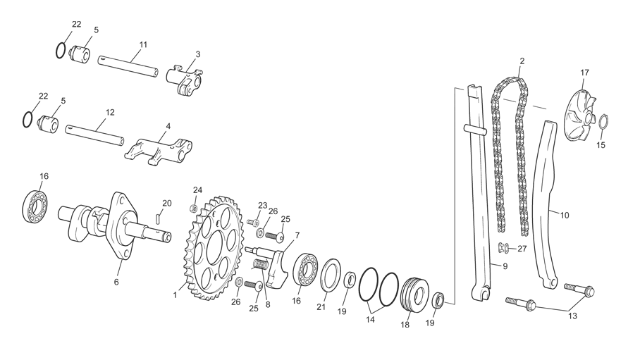 Camshaft and drive assembly